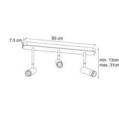 Afgerond plafondspot zwart GU10 35mm 3-lichts draai- en kantelbaar - Kate