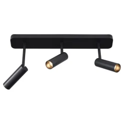 Afgerond plafondspot zwart GU10 35mm 3-lichts draai- en kantelbaar - Kate