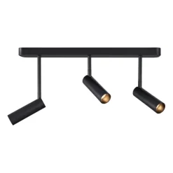 Afgerond plafondspot zwart GU10 35mm 3-lichts draai- en kantelbaar - Kate