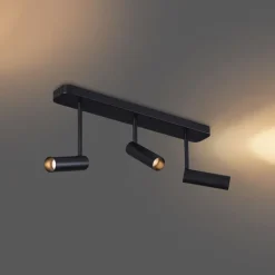 Afgerond plafondspot zwart GU10 35mm 3-lichts draai- en kantelbaar - Kate