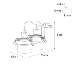 Afgeronde inbouwspot donkerbrons GU10 70mm kantelbaar 2-lichts - Installa