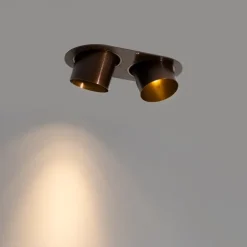 Afgeronde inbouwspot donkerbrons GU10 70mm kantelbaar 2-lichts - Installa