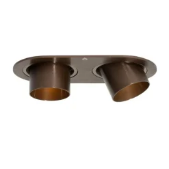 Afgeronde inbouwspot donkerbrons GU10 35mm kantelbaar 2-lichts - Installa