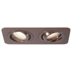 Afgeronde inbouwspot donkerbrons GU10 50mm draai- en kantelbaar IP44 2-lichts - Alberto