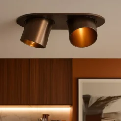 Afgeronde inbouwspot donkerbrons GU10 50mm 2-lichts - Installa