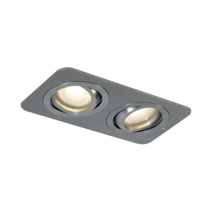 Afgeronde inbouwspot gunmetal GU10 50mm draai- en kantelbaar IP44 2-lichts - Alberto