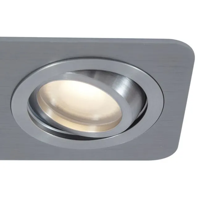 Afgeronde inbouwspot gunmetal GU10 50mm draai- en kantelbaar IP44 2-lichts - Alberto