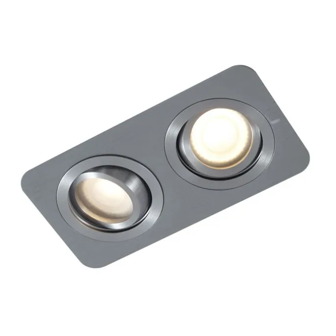 Afgeronde inbouwspot gunmetal GU10 50mm draai- en kantelbaar IP44 2-lichts - Alberto
