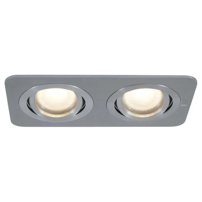 Afgeronde inbouwspot gunmetal GU10 50mm draai- en kantelbaar IP44 2-lichts - Alberto