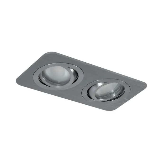 Afgeronde inbouwspot gunmetal GU10 50mm draai- en kantelbaar IP44 2-lichts - Alberto