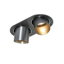 Afgeronde inbouwspot gunmetal GU10 50mm 2-lichts - Installa
