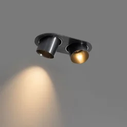 Afgeronde inbouwspot gunmetal GU10 50mm 2-lichts - Installa