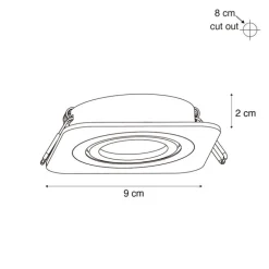 Afgeronde inbouwspot gunmetal GU10 50mm draai- en kantelbaar IP44 - Alberto