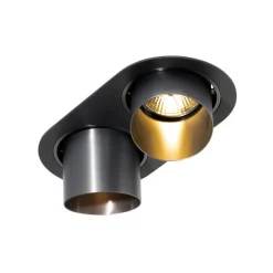 Afgeronde inbouwspot gunmetal GU10 70mm kantelbaar 2-lichts - Installa