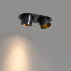 Afgeronde inbouwspot gunmetal GU10 70mm kantelbaar 2-lichts - Installa