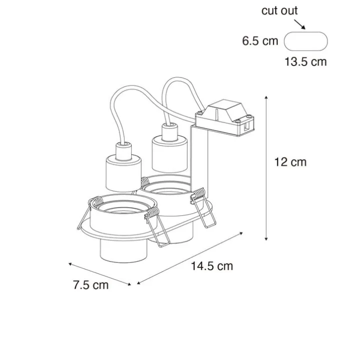 Afgeronde inbouwspot wit GU10 35mm kantelbaar 2-lichts - Installa