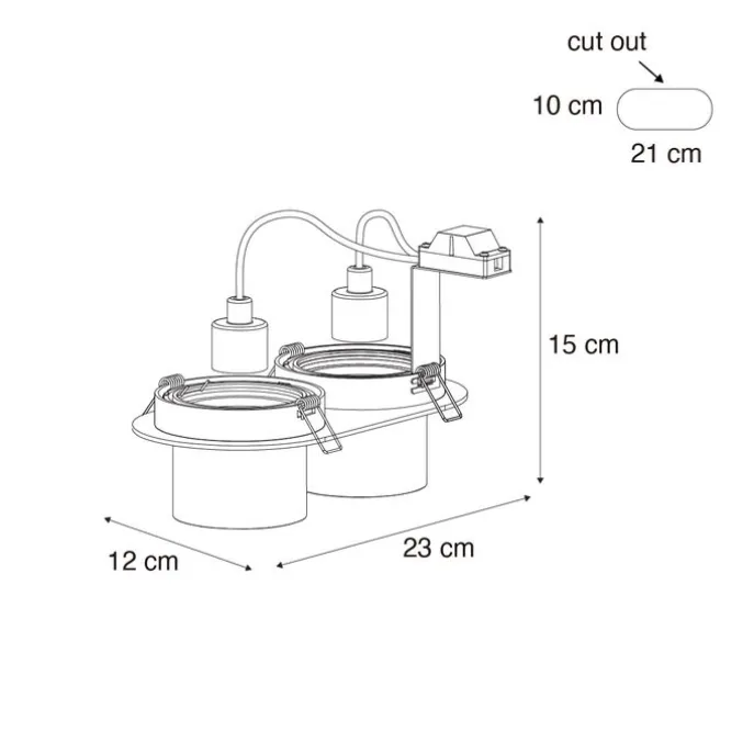Afgeronde inbouwspot wit GU10 70mm kantelbaar 2-lichts - Installa