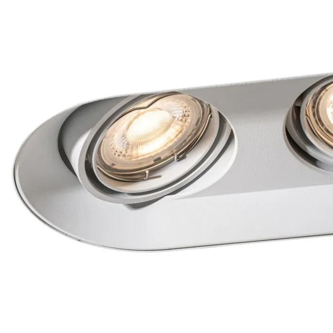 Afgeronde inbouwspot wit GU10 50mm 2-lichts - Hubs