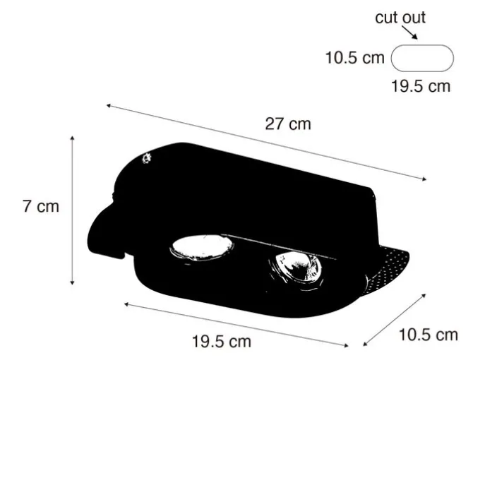 Afgeronde inbouwspot wit GU10 50mm 2-lichts - Hubs