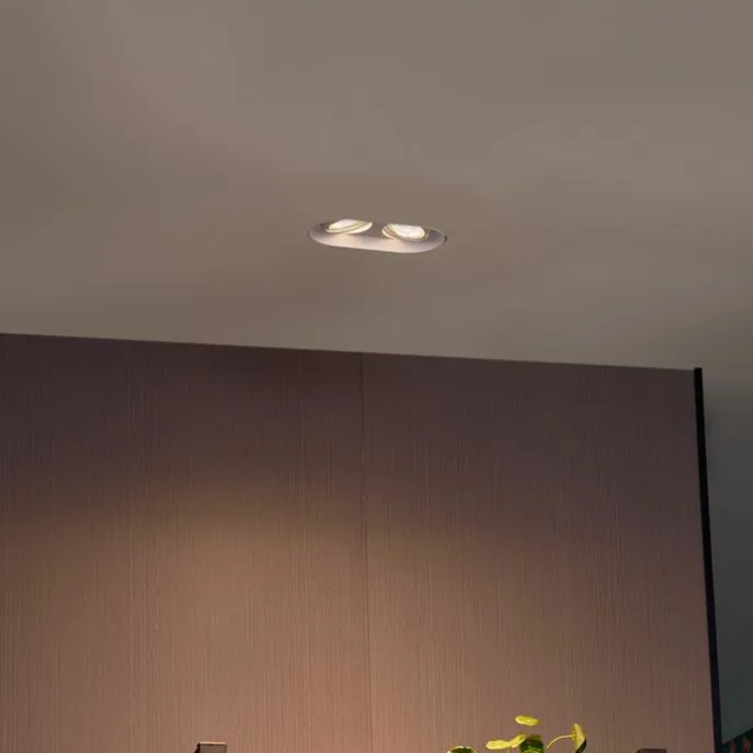 Afgeronde inbouwspot wit GU10 50mm 2-lichts - Hubs