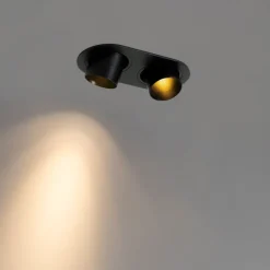 Afgeronde inbouwspot zwart GU10 35mm kantelbaar 2-lichts - Installa