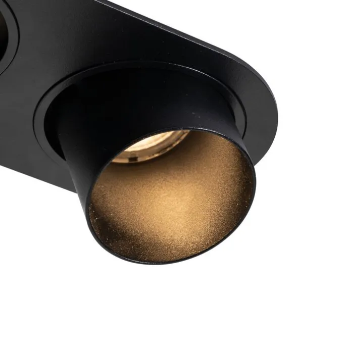 Afgeronde inbouwspot zwart GU10 50mm 2-lichts - Installa