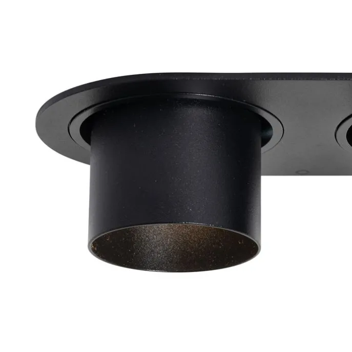 Afgeronde inbouwspot zwart GU10 50mm 2-lichts - Installa