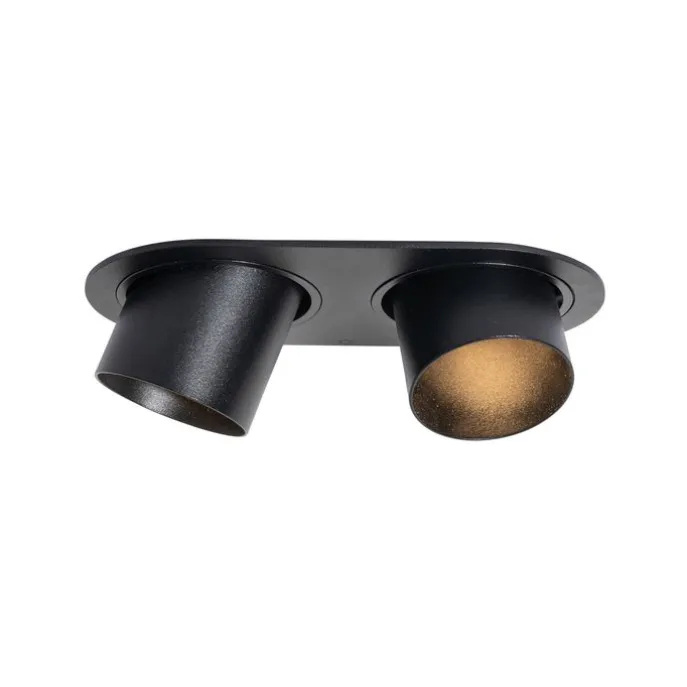 Afgeronde inbouwspot zwart GU10 50mm 2-lichts - Installa