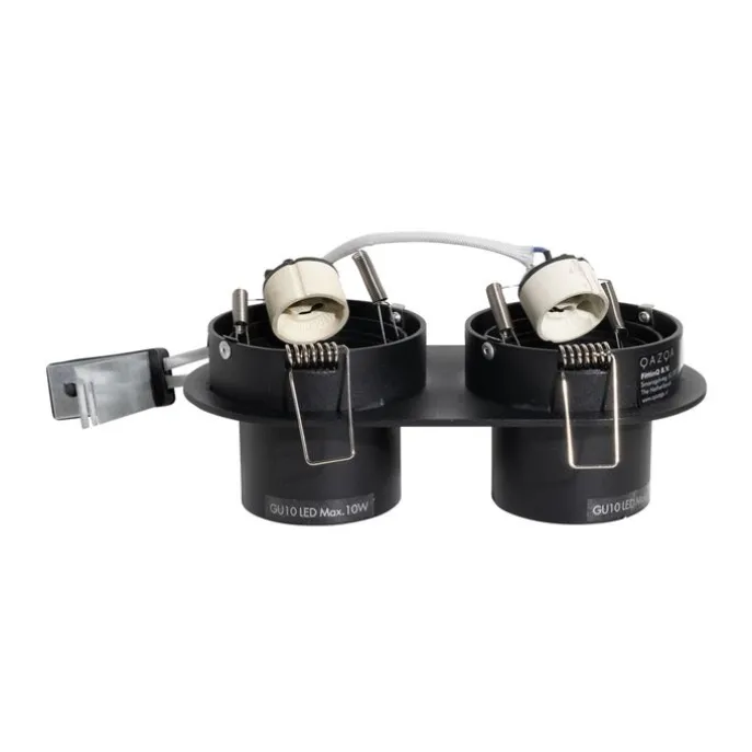Afgeronde inbouwspot zwart GU10 50mm 2-lichts - Installa