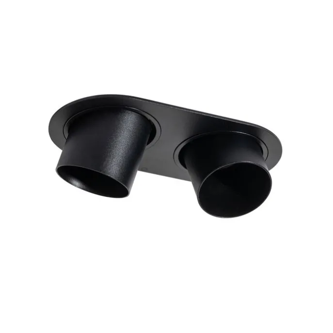 Afgeronde inbouwspot zwart GU10 50mm 2-lichts - Installa