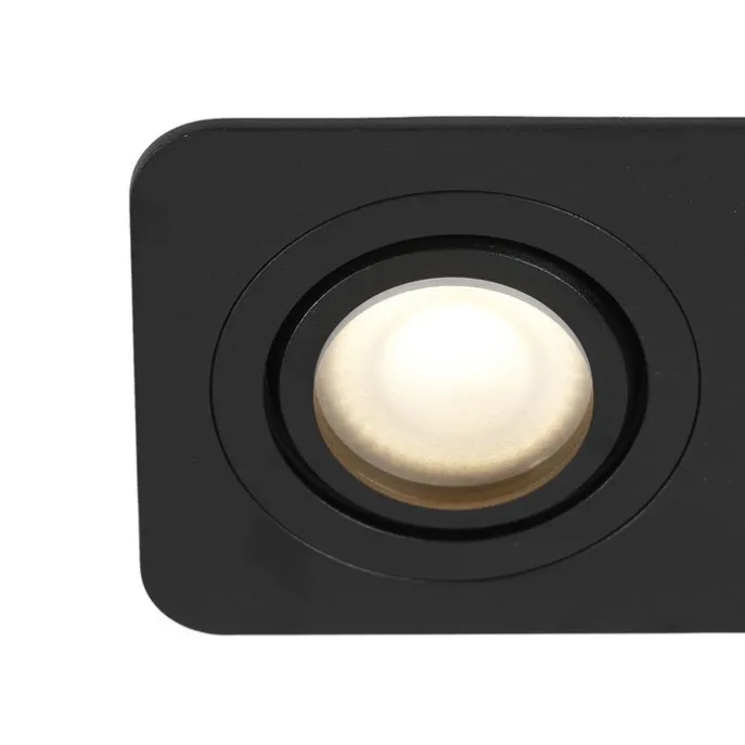 Afgeronde inbouwspot zwart GU10 50mm draai- en kantelbaar IP44 2-lichts - Alberto