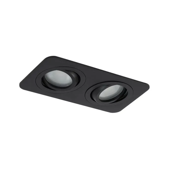 Afgeronde inbouwspot zwart GU10 50mm draai- en kantelbaar IP44 2-lichts - Alberto