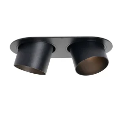 Afgeronde inbouwspot zwart GU10 70mm kantelbaar 2-lichts - Installa