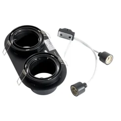 Afgeronde inbouwspot zwart GU10 70mm kantelbaar 2-lichts - Installa