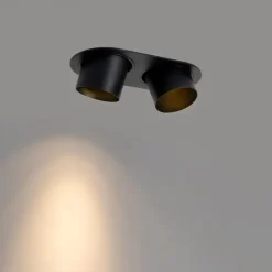 Afgeronde inbouwspot zwart GU10 70mm kantelbaar 2-lichts - Installa