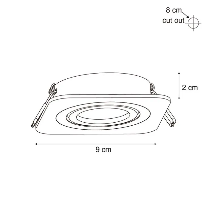 Afgeronde inbouwspot zwart GU10 50mm draai- en kantelbaar IP44 - Alberto