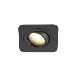 Afgeronde inbouwspot zwart GU10 50mm draai- en kantelbaar IP44 - Alberto