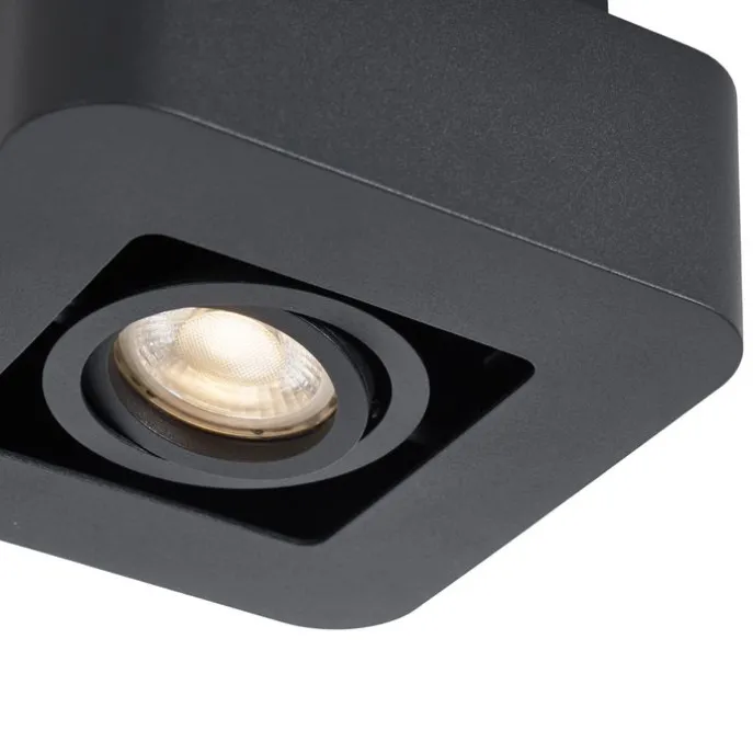 Afgeronde opbouwspot zwart draai- en kantelbaar - Dox