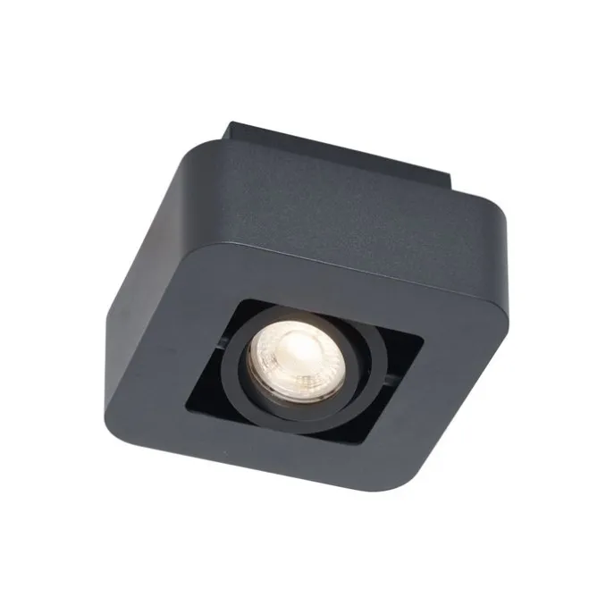 Afgeronde opbouwspot zwart draai- en kantelbaar - Dox