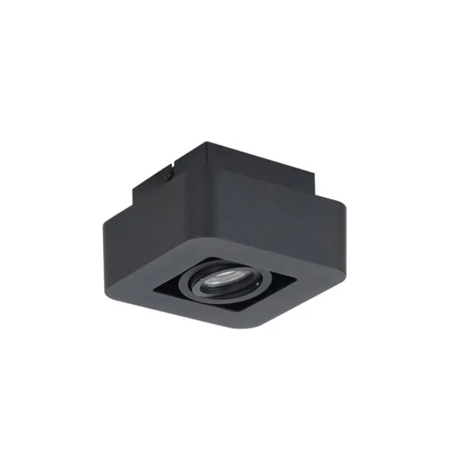 Afgeronde opbouwspot zwart draai- en kantelbaar - Dox