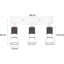 Afgeronde plafondspot donker brons 3-lichts draai- en kantelbaar - Veerle