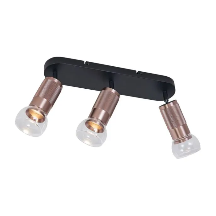 Afgeronde plafondspot donker brons 3-lichts draai- en kantelbaar - Veerle