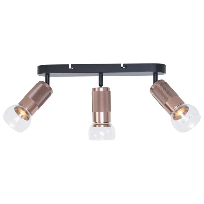 Afgeronde plafondspot donker brons 3-lichts draai- en kantelbaar - Veerle