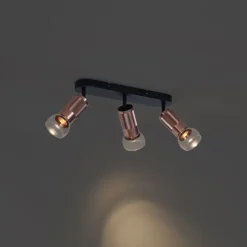 Afgeronde plafondspot donker brons 3-lichts draai- en kantelbaar - Veerle
