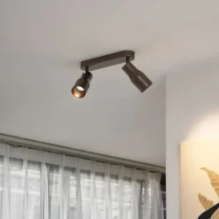 Afgeronde plafondspot donker brons GU10 50mm 2-lichts - Stanley