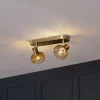 Afgeronde plafondspot goud met amber glas 2-lichts - Teddy