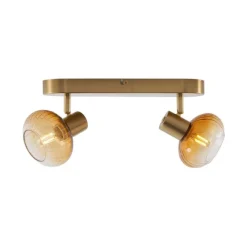 Afgeronde plafondspot goud met amber glas 2-lichts - Teddy
