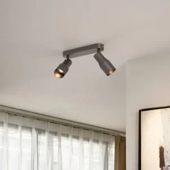 Afgeronde plafondspot gunmetal GU10 50mm 2-lichts - Stanley