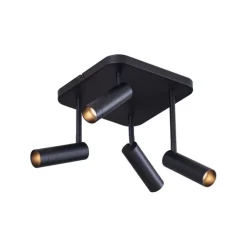 Afgeronde plafondspot zwart GU10 35mm 4-lichts draai- en kantelbaar - Kate