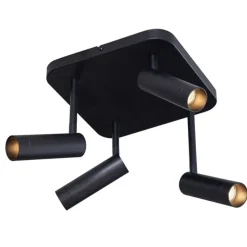 Afgeronde plafondspot zwart GU10 35mm 4-lichts draai- en kantelbaar - Kate